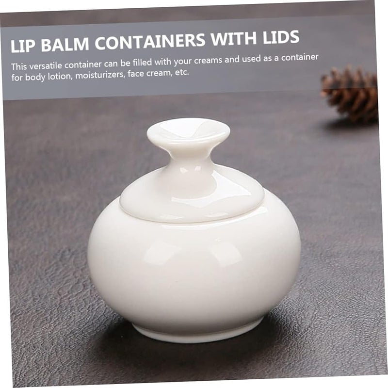 3Pcs White Ceramic Travel Jars For Cosmetics Lip Balm And Face Cream - Image 5